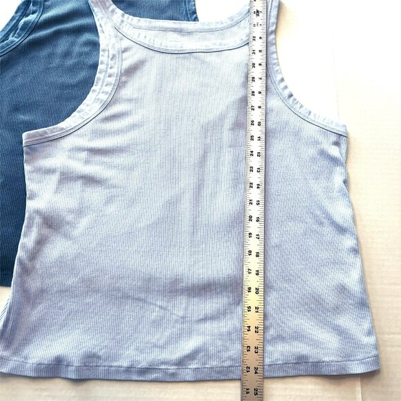 Lot of 2 Gap Rib Tank Tops XXL Stretch Bicoastal Blue Classic China Blue - Picture 5 of 11